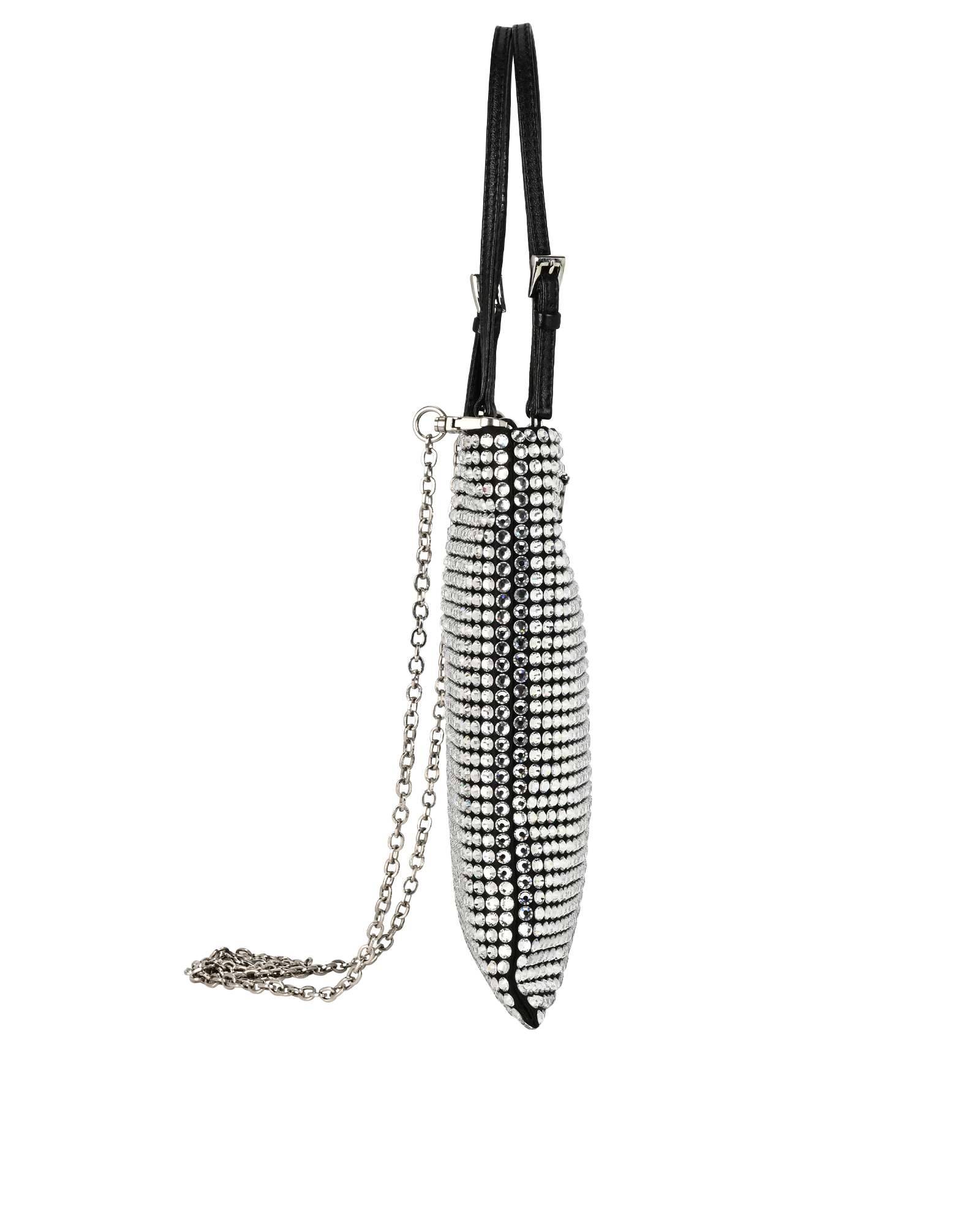 Crystal Top Handle, &pound;1,200, Handbags, Black/Silver, Crystal/Satin, Side view